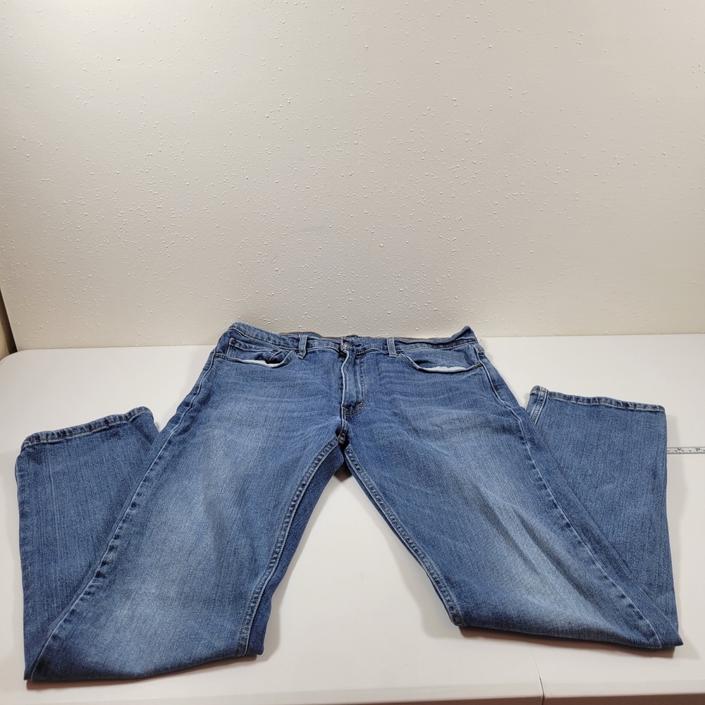 Levi's 513 Slim Straight Jeans Mens 36x34 Blue‎ Excellent Stretch Denim